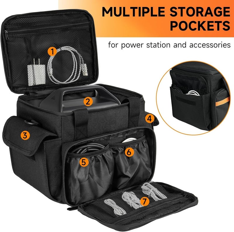 LEFORZ Carrying Case Compatible with Jackery Explorer 240/300/160/GOLABS R300/Anker 521 Portable Power Station,Waterproof Travel Storage Bag with Multiple Pockets for Charging Cable and Accessories(Bag Only) - Image 4